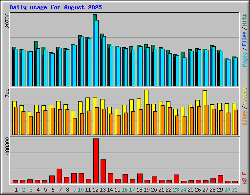 Daily usage for August 2025